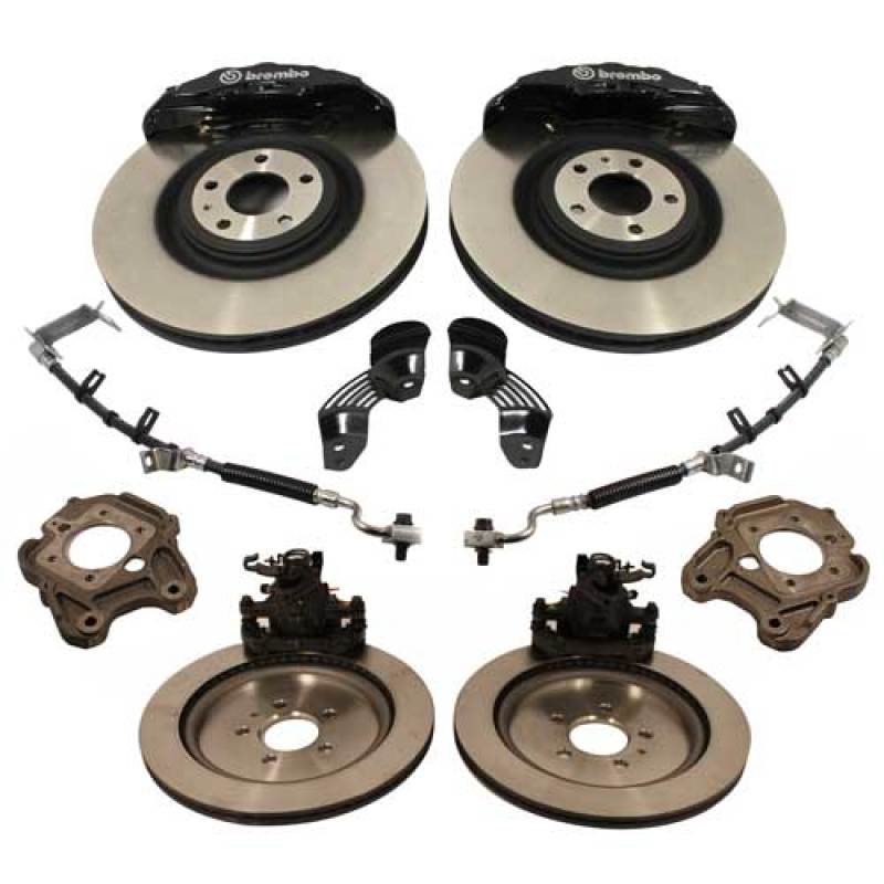 Ford Shelby GT500 Brake Kit - Front + Rear - Ford Racing - Brembo Slotted Rotors + Brembo 6 Piston Calipers - Gloss Black - `13-`14